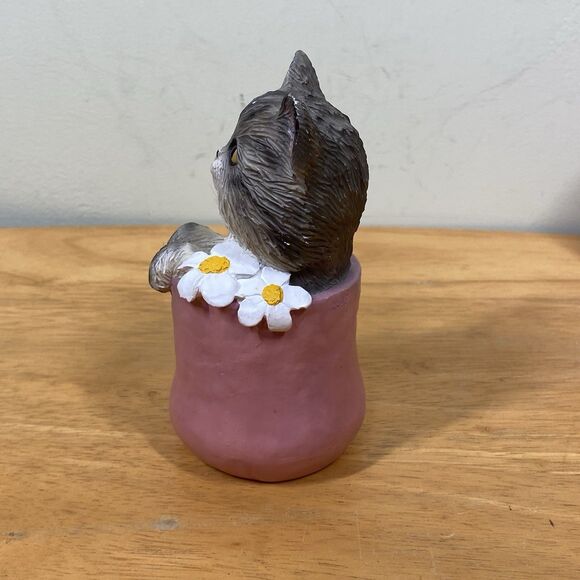 Vtg Silver Tabby Cat Playful in a Pot Collectible Figurine - My Kitty Collection - Picture 3 of 12